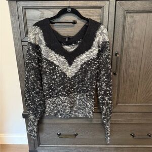 White House Black Market Black and White Sweater